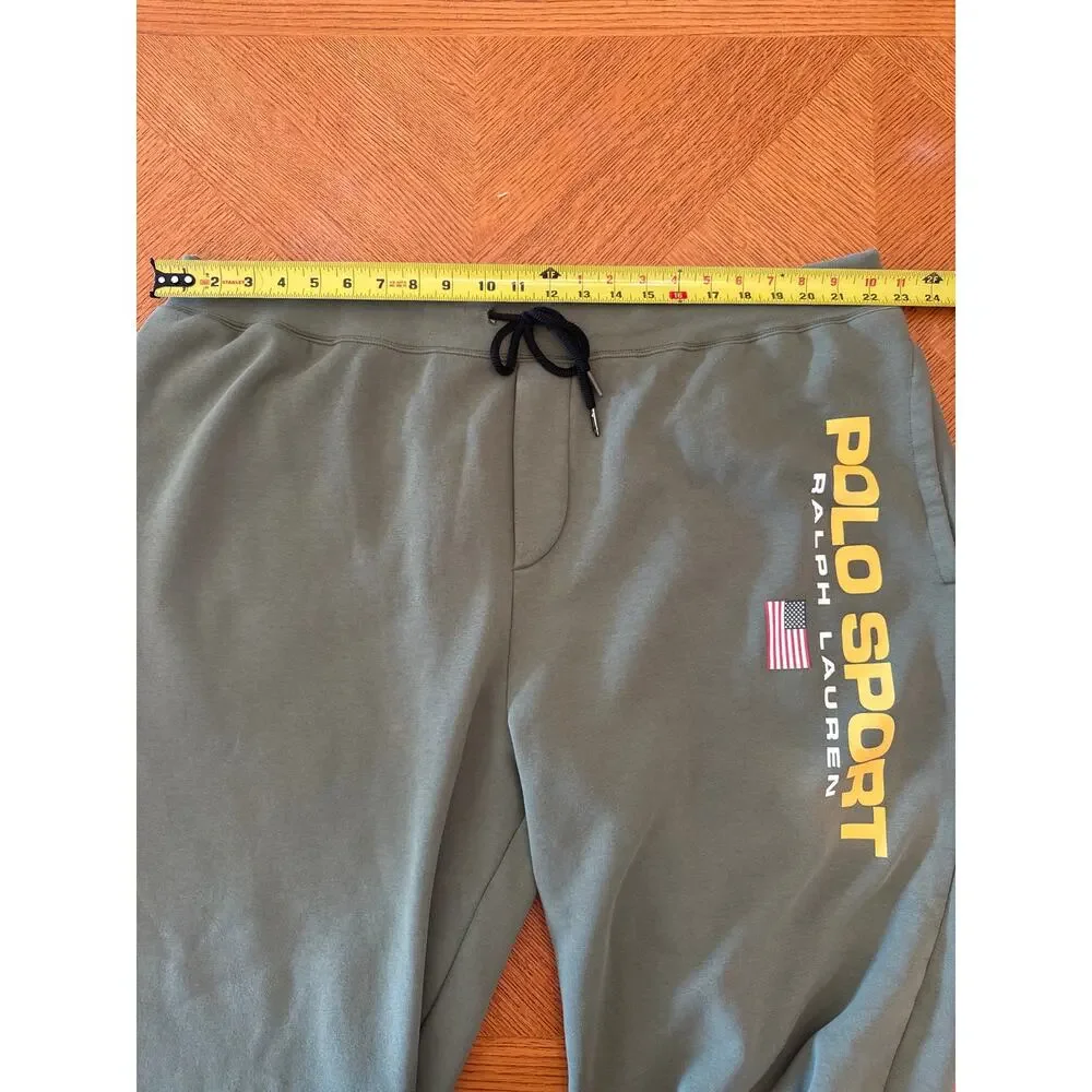 Men's Polo Sport Ralph Lauren Retro Olive Green Joggers Sweatpants Size 3XB